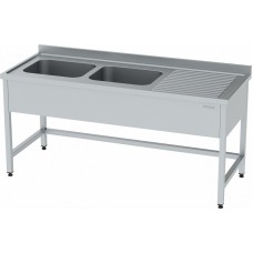 Work Table with Double Sink without Bottom Shelf